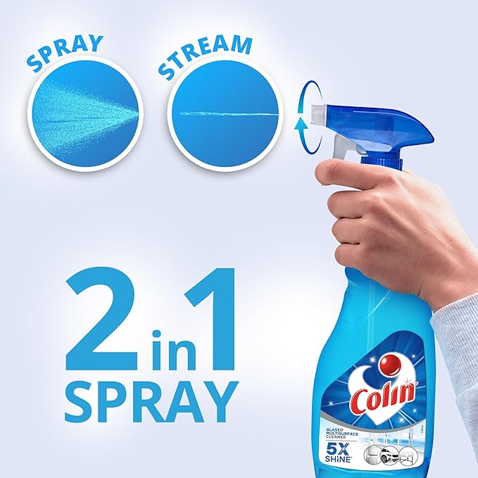 Colin Glass and Surface Cleaner Liquid Spray - 500 ml | India's #1 All-Purpose Glass Cleaner for Car, Kitchen and Home Surfaces | Multi Surface Cleaner