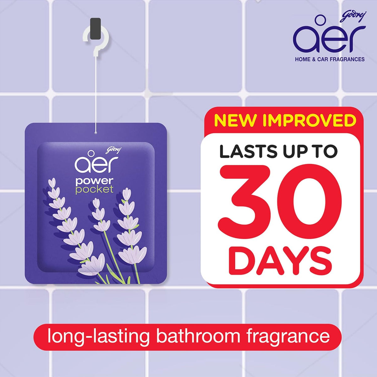 Godrej aer Power Pocket | Bathroom freshener – Assorted Pack of 6 | Lasts up to 30 days | Toilet freshener, 60g