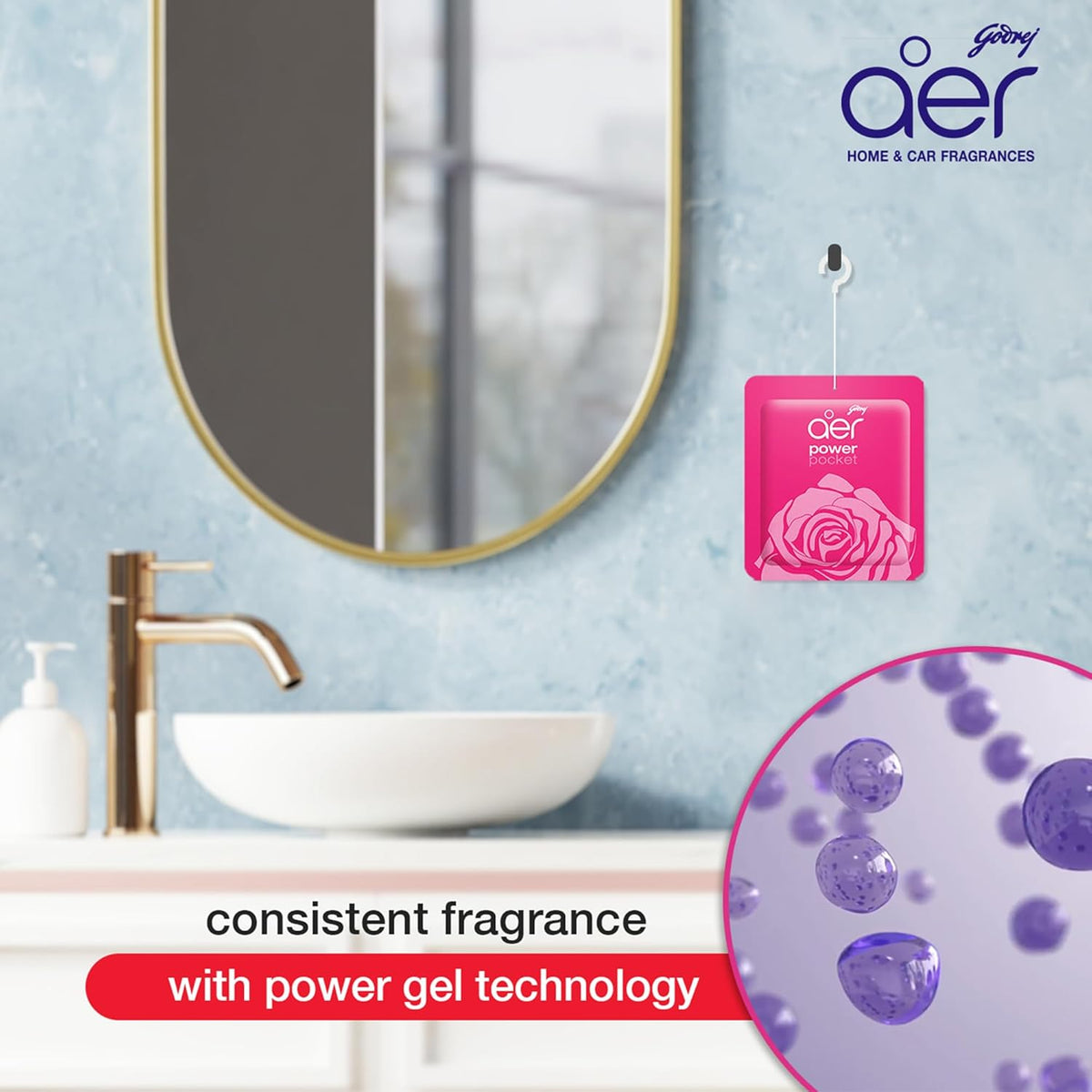 Godrej aer Power Pocket | Bathroom freshener – Assorted Pack of 6 | Lasts up to 30 days | Toilet freshener, 60g