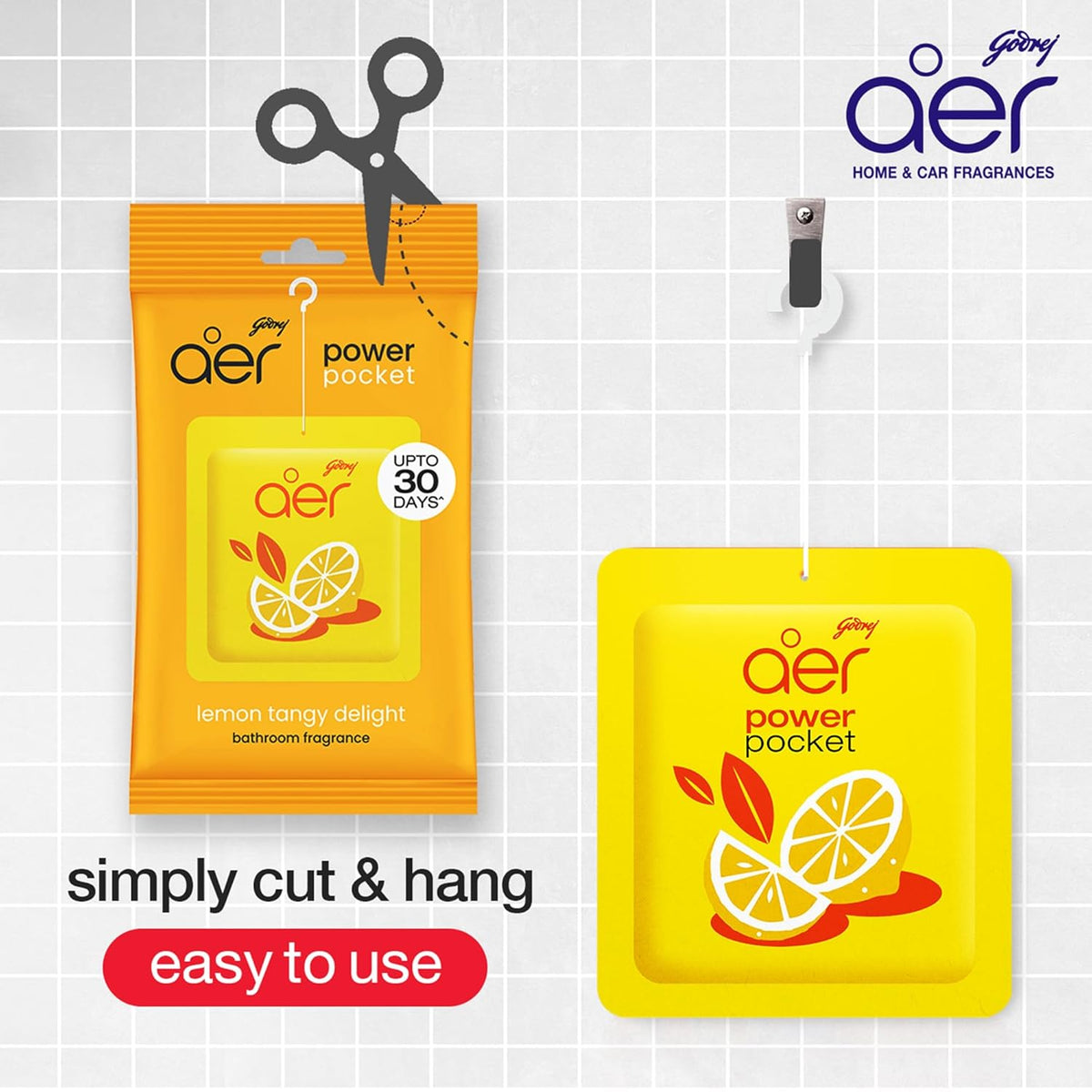 Godrej aer Power Pocket | Bathroom freshener – Assorted Pack of 6 | Lasts up to 30 days | Toilet freshener, 60g